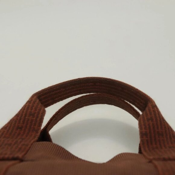 HERMES Her Line MM Tote Bag Canvas Brown Silver Auth - Picture 8 of 16